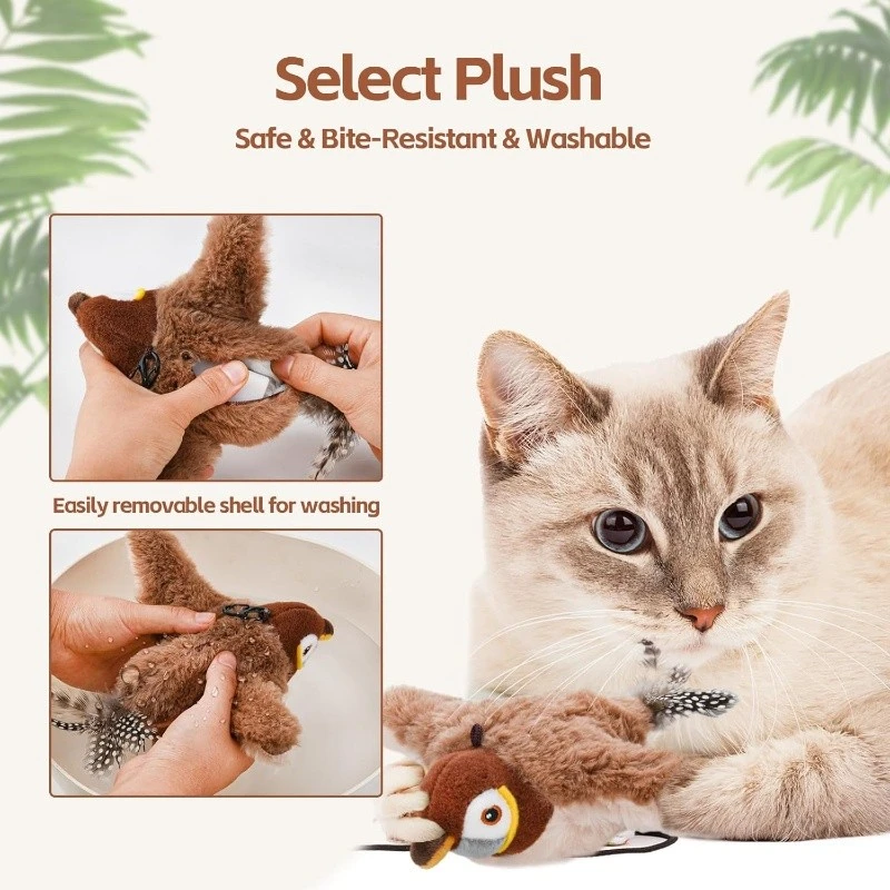 Chirping Flapping Bird Interactive Cat PlushToy